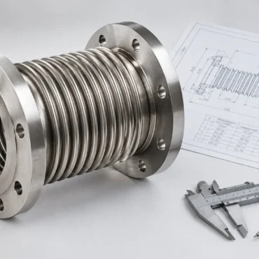 Metallic expansion bellows with engineering specifications, representing pricing factors